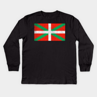 The Basque Country // Vintage Look Faded Flag Design Kids Long Sleeve T-Shirt